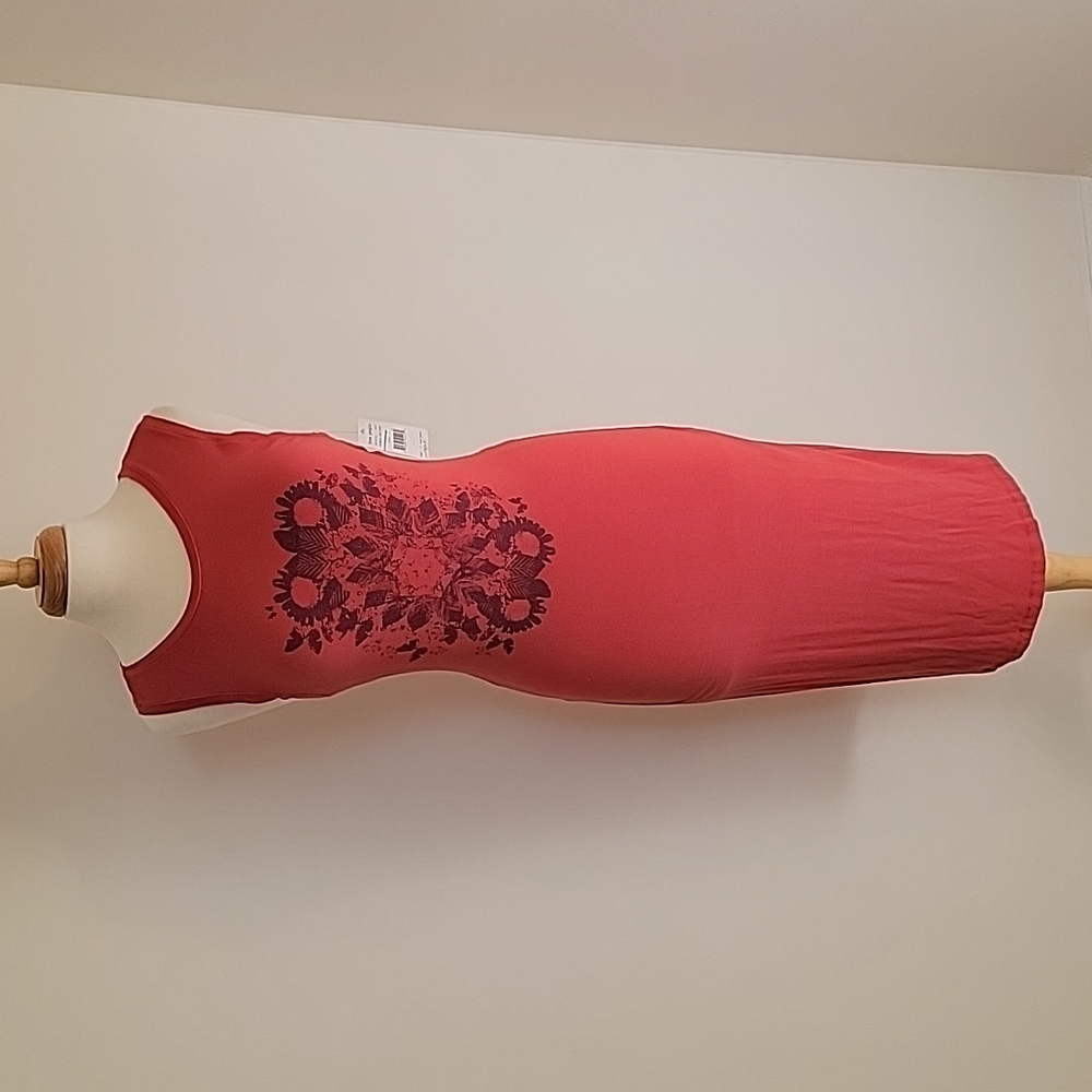 NWT Free People Red Graphic Print Midi Fitted Tank Dress Size:S